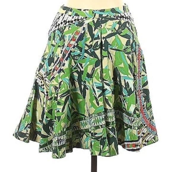 Elle Sasson Cotton Linen Beaded Tribal Twirl Skirt$1200 (15)